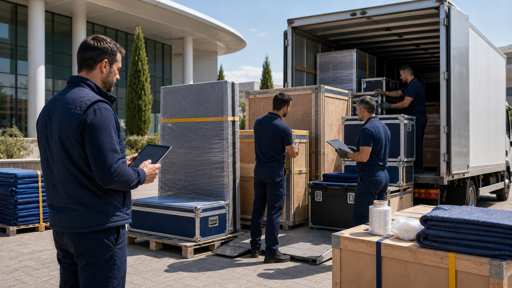 Kosten für den Transport des Messestandes mit Verpackung und Verladung der Ausrüstung