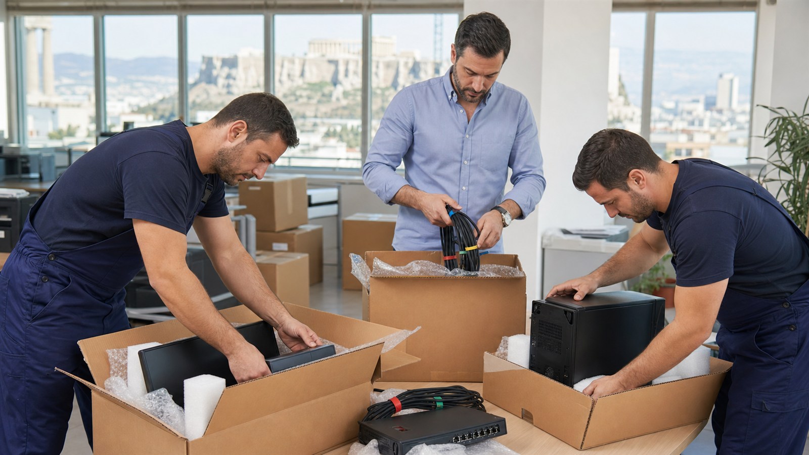 office equipment transfer - secure computer packing in office move