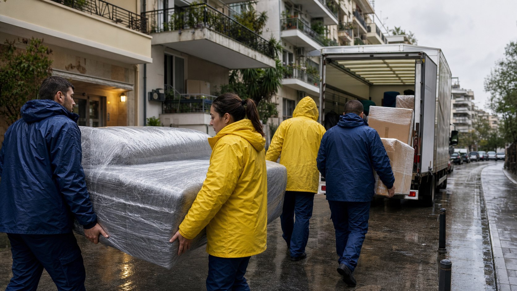 Μετακόμιση με βροχή: ομάδα μετακομιστών της Prime προστατεύει έπιπλα και κιβώτια