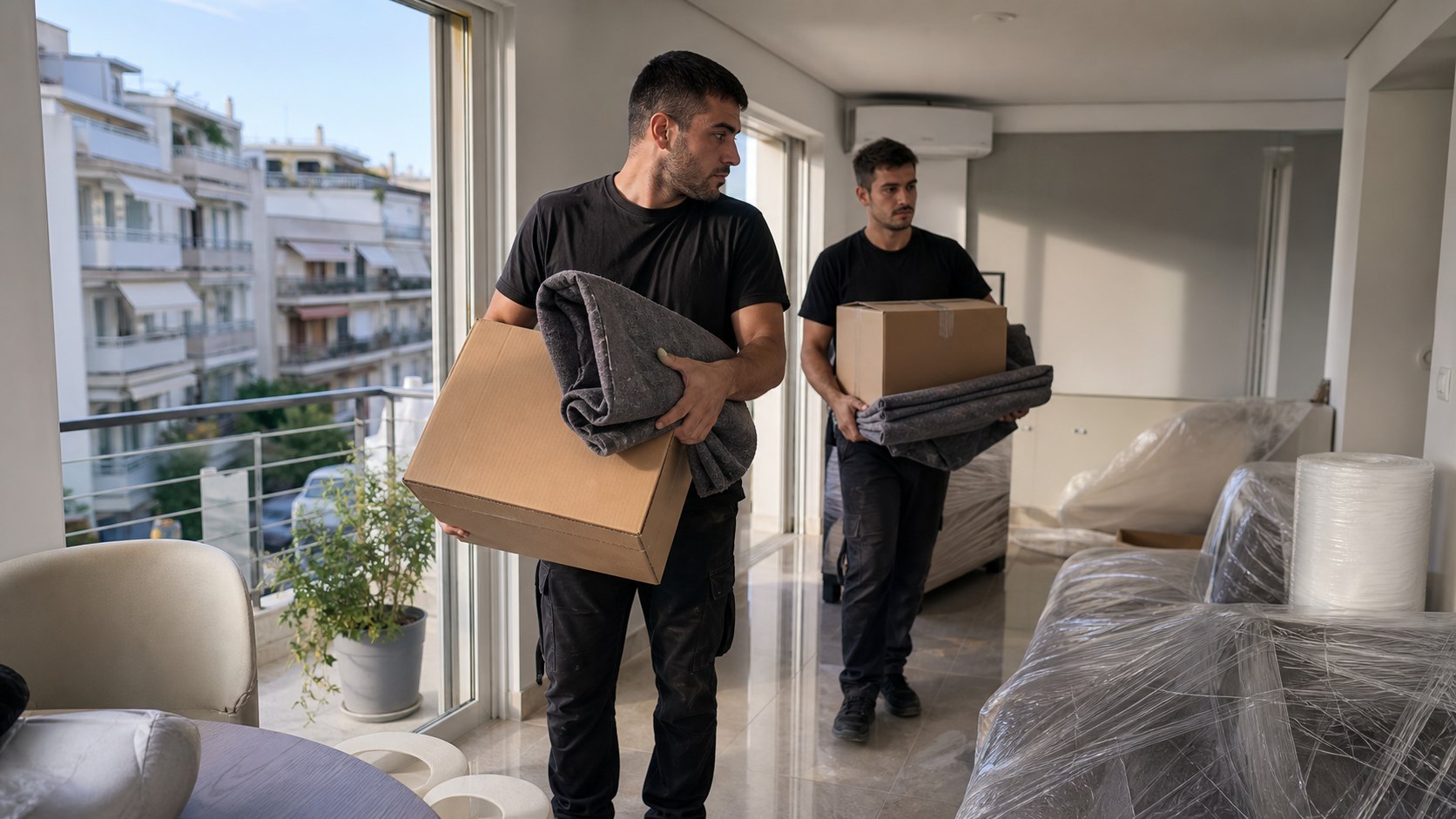 Umzug: Professionelle Umzugshelfer in der griechischen Wohnung